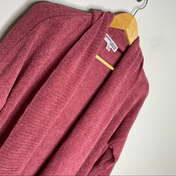 Barefoot Dreams Cozy Chic Lite Rust Knit Long Cardigan Pockets Size Small - Picture 3 of 9